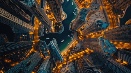 Top of skyscrapers from Dubai Marina, blank area for copyの素材