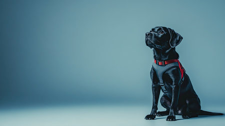 Service dog harness on a clean background, symbolizing support and inclusion, room for textの素材