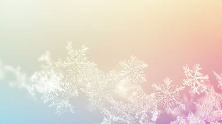 Crisp snowflake shapes over soft gradient, ample copy area aroundの素材