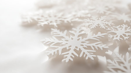 Crisp snowflake shapes over soft gradient, ample copy area aroundの素材