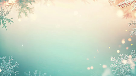 Elegant snowflake overlay on blurred icy background, blank area for textの素材
