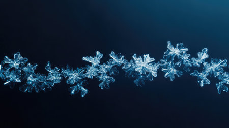 Floating snowflakes on deep blue, open space for winter designの素材