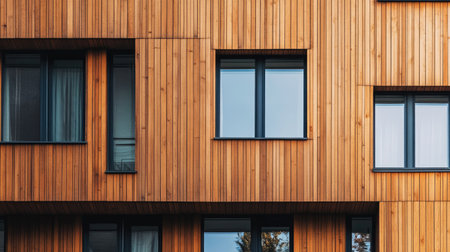 Modern Scandinavian wooden facade with clear linesの素材