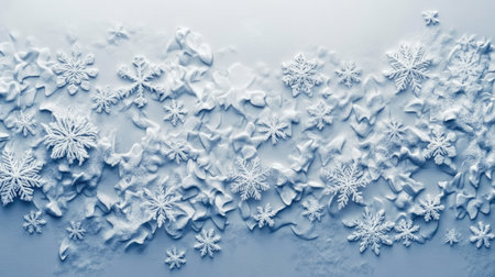 Soft snowflakes scattered on frosty background, ample copy spaceの素材