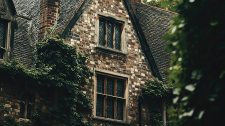 Textured brickwork on a historic English manorの素材