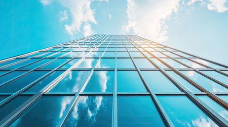 Tall, slim windows on modern Scandinavian buildingの素材