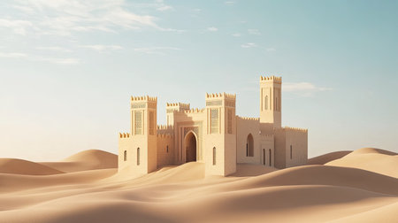 Desert view of traditional UAE architecture, ample room for copyの素材