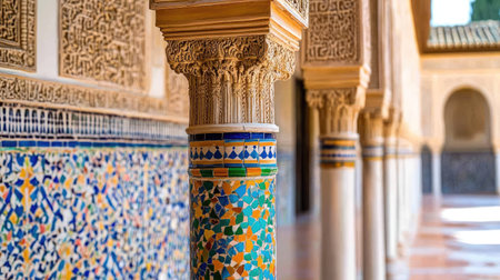 Close-up of colorful tile facade, Spanish-styleの素材