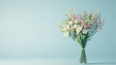 Small bouquet on plain background, symbolic of World Kindness Day, ample space for textの素材