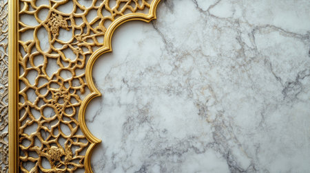 A beautifully crafted gold-patterned frame against a stunning marble background, showcasing elegance and intricate design for your creative projects.の素材