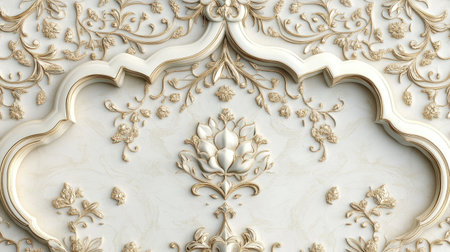 This image showcases an elegant floral design featuring intricate details and textures. Perfect for backgrounds or decorative themes in interior design.の素材