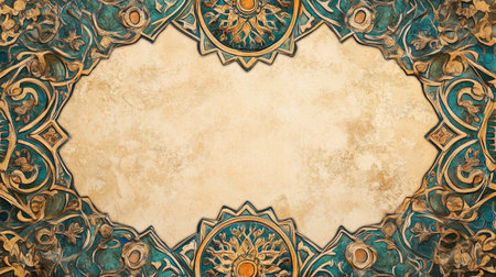 This ornate decorative frame features a textured background, perfect for presentations or artistic displays. Its intricate design adds elegance and sophistication.の素材