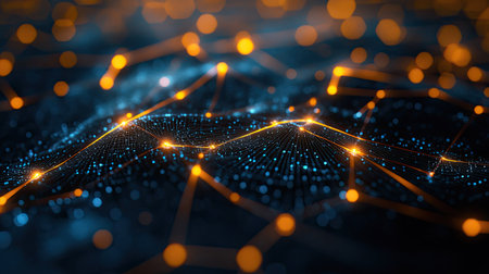 Explore this captivating abstract digital art featuring bright connections and dynamic lines, showcasing the depth and beauty of digital design.の素材