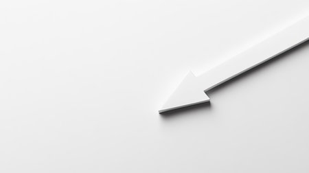 A clean, minimalist image of a white arrow on a smooth background, perfect for conveying direction and ideas in branding, marketing, or creative presentations.の素材