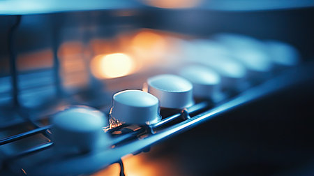 A serene close-up of melting wax candles on a decorative rack, surrounded by warm ambient light, perfect for creating a cozy atmosphere in any space.の素材