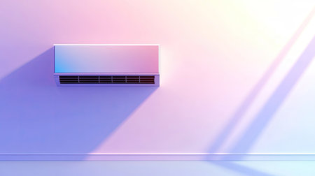 A stylish wall-mounted air conditioner enhances any modern interior with a blend of functionality and aesthetic appeal, creating a serene atmosphere in residential or commercial spaces.の素材
