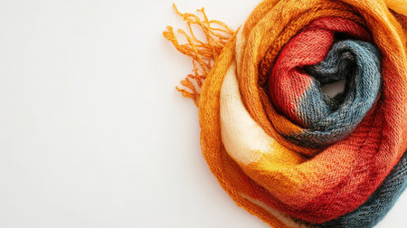 Discover the beauty of this cozy handwoven scarf featuring warm autumn colors and soft textures, perfect for adding style to your fall outfits or winter wardrobe.の素材