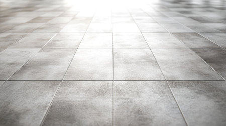 A close-up view of a modern gray tile floor, showcasing its subtle patterns and soft textures, perfect for enhancing the aesthetic of various interior spaces.の素材