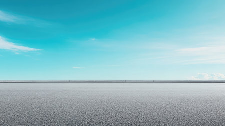 Experience the beauty of a minimalist landscape showcasing an expansive sky and a tranquil water surface. This serene scene evokes peace and calm.の素材