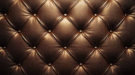 This image features a luxurious brown leather upholstery showcasing a diamond tuft design, adding a touch of elegance and sophistication to any interior.の素材