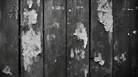 Close-up view of weathered wooden planks displaying peeling paint and a rustic texture. Perfect for showcasing vintage charm and natural decay.の素材