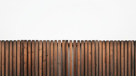 This image features a wooden fence with a smooth texture, set against a minimalist background. The warm tones of the wood enhance the rustic and natural feel, ideal for various design projects.の素材