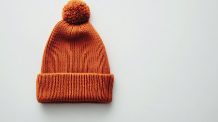 This cozy orange knit hat features a playful pom pom on top, perfect for winter outings. Its soft texture provides warmth and comfort, making it a stylish accessory.の素材