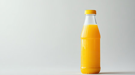 Vibrant orange juice in a transparent bottle, showcasing freshness and nutrition. Perfect for promoting beverages, healthy living, and refreshment.の素材