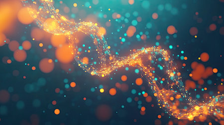 A stunning abstract background featuring colorful bokeh, glowing particles, and an ethereal wave pattern. Perfect for creative projects and design needs.の素材