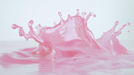 A vibrant pink splash captures dynamic movements of water droplets in mid-air, showcasing fluid beauty and artistic expression, perfect for various creative projects.の素材