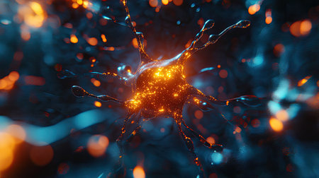 Abstract glowing coronavirus molecules in a microscopic digital environment, symbolizing virus mutationの素材