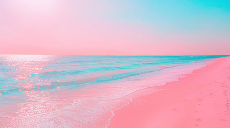 A serene beach landscape featuring gentle waves and a pastel sky. The calming atmosphere creates a perfect scene for relaxation and tranquility.の素材