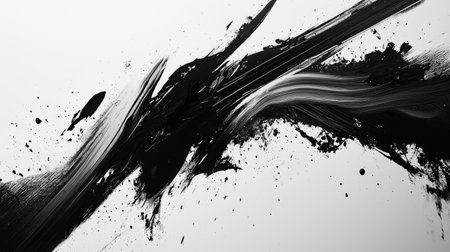 Stunning abstract artwork featuring dynamic black and white brush strokes, perfect for modern decor. Ideal for creating a bold, artistic statement in any space.の素材