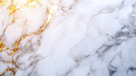 Stunning white marble with exquisite gold veins creates an elegant and luxurious background, perfect for design projects, interior decor, or artwork displays.の素材