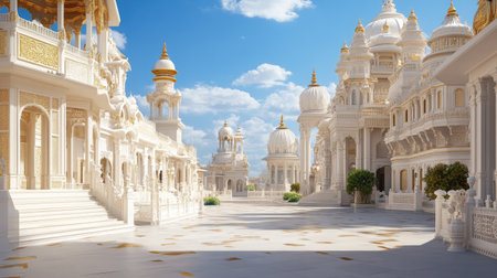 Explore breathtaking white architecture with intricate details set against a vibrant sky. This serene location captures the essence of timeless beauty and heritage.の素材