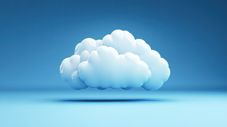 A soft blue cloud formation floating effortlessly on a light blue background, creating a serene and dreamy atmosphere perfect for various creative projects.の素材