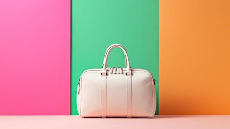 This sleek leather bag showcases a minimalist design against a vibrant backdrop. Perfect for fashion enthusiasts, the bold colors enhance its elegance and charm.の素材