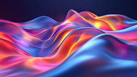 An engaging abstract image featuring colorful waves of light in a smooth flowing pattern. The vibrant hues create a surreal atmosphere, perfect for creative projects.の素材