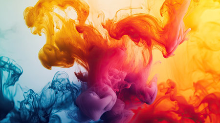 Experience the beauty of colorful ink swirling gracefully in water, creating a mesmerizing abstract display. Perfect for artistic projects and backgrounds.の素材
