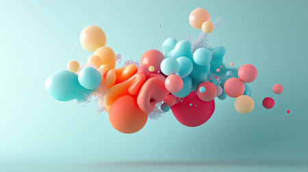 A stunning display of vibrant abstract shapes floating in a captivating arrangement. This seamless blend of colors creates an artistic feel suitable for diverse creative projects.の素材