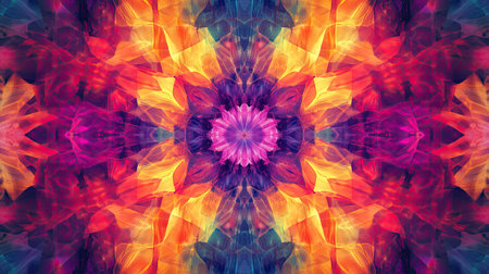 Discover this vibrant abstract kaleidoscope art featuring colorful flowing patterns. Perfect for enhancing spaces with energizing visuals and artistic flair.の素材