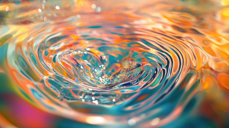 This mesmerizing image captures colorful water ripples in vibrant hues, showcasing dynamic motion and a smooth texture, perfect for artistic projects.の素材