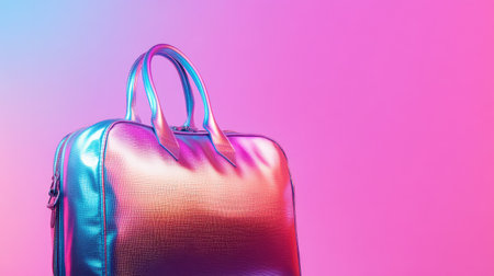 This stylish holographic backpack stands out with a colorful reflective finish, perfect for adding a trendy touch to any outfit or travel adventure.の素材