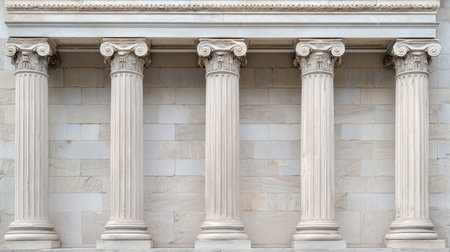 Elegant architectural columns display intricate Corinthian designs, showcasing classic style and craftsmanship. Ideal for history and architecture themes.の素材