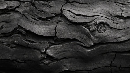Captivating black wood surface features rich textures and organic patterns. The intricate grain and subtle cracks create a unique backdrop ideal for various design projects.の素材
