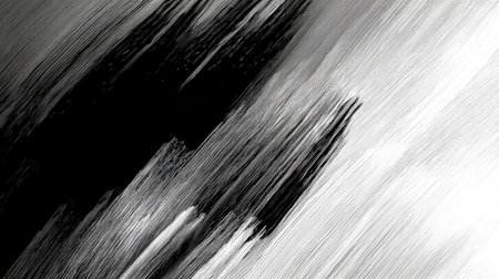This abstract artwork features striking black and white brush strokes on canvas, creating dynamic textures that add a modern touch to any space. Perfect for design projects.の素材