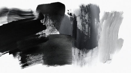 This abstract image captures the essence of artistic expression through bold black and white brush strokes. Ideal for modern design and creative projects.の素材