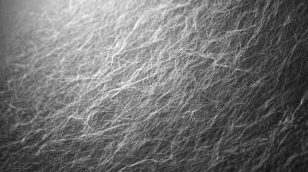 An abstract depiction of textured fibers in black and white, creating a captivating pattern perfect for artistic projects, backgrounds, and design elements.の素材