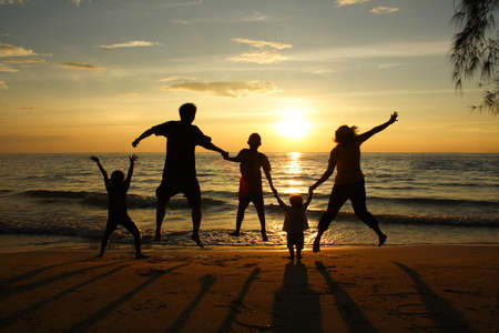 happy family on the beachの写真素材