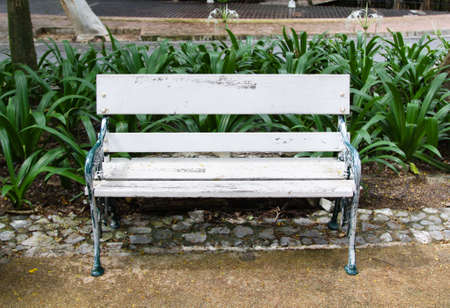 chair in beautiful gardenの写真素材